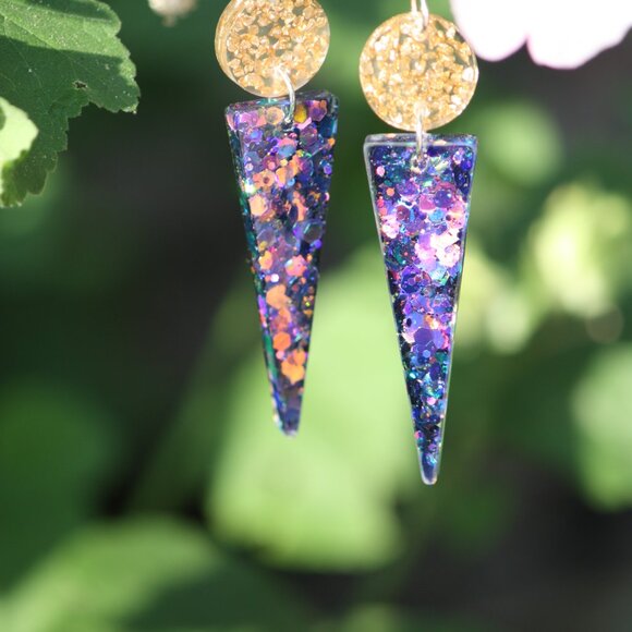 Mermaid Glitter Resin Earrings Hand Crafted - Picture 5 of 5